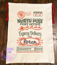 Load image into Gallery viewer, North Pole Post Office Santa Sack