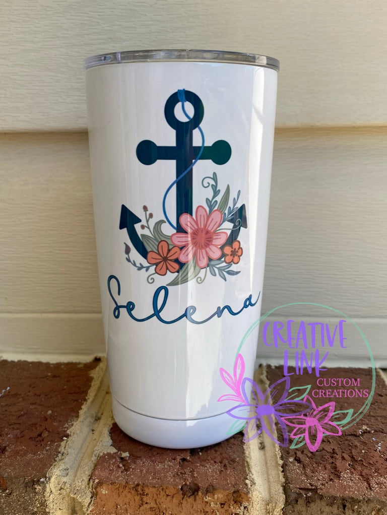 Floral Anchor Tumbler