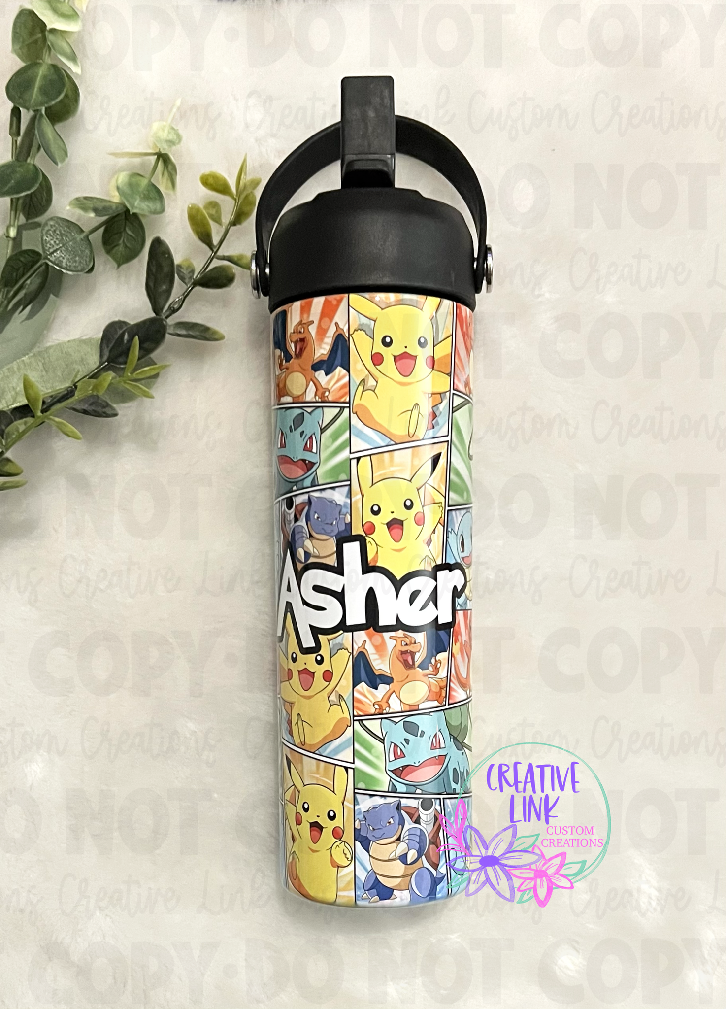 Personalized Pokemon Fan Art Water Bottle – Creative Link Custom