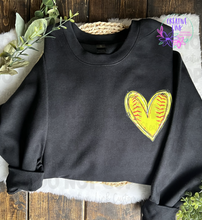 Load image into Gallery viewer, Heart Shaped Softball Ball Tee/Sweatshirt
