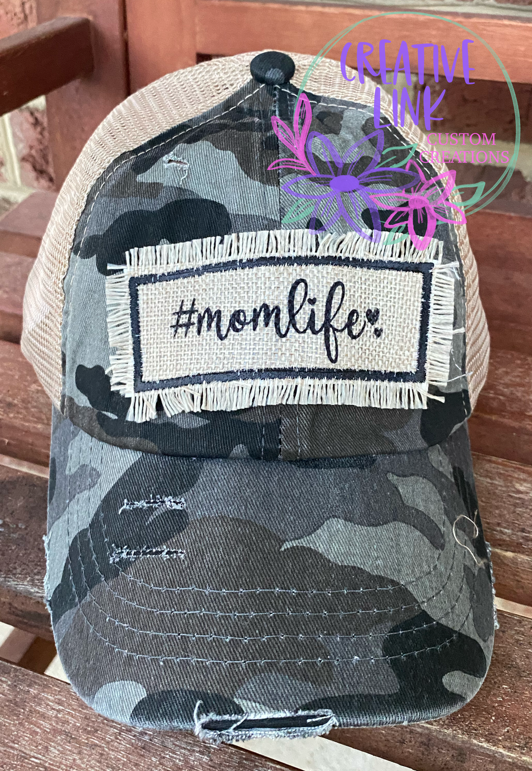 Mom Life Camo Ponytail Hat