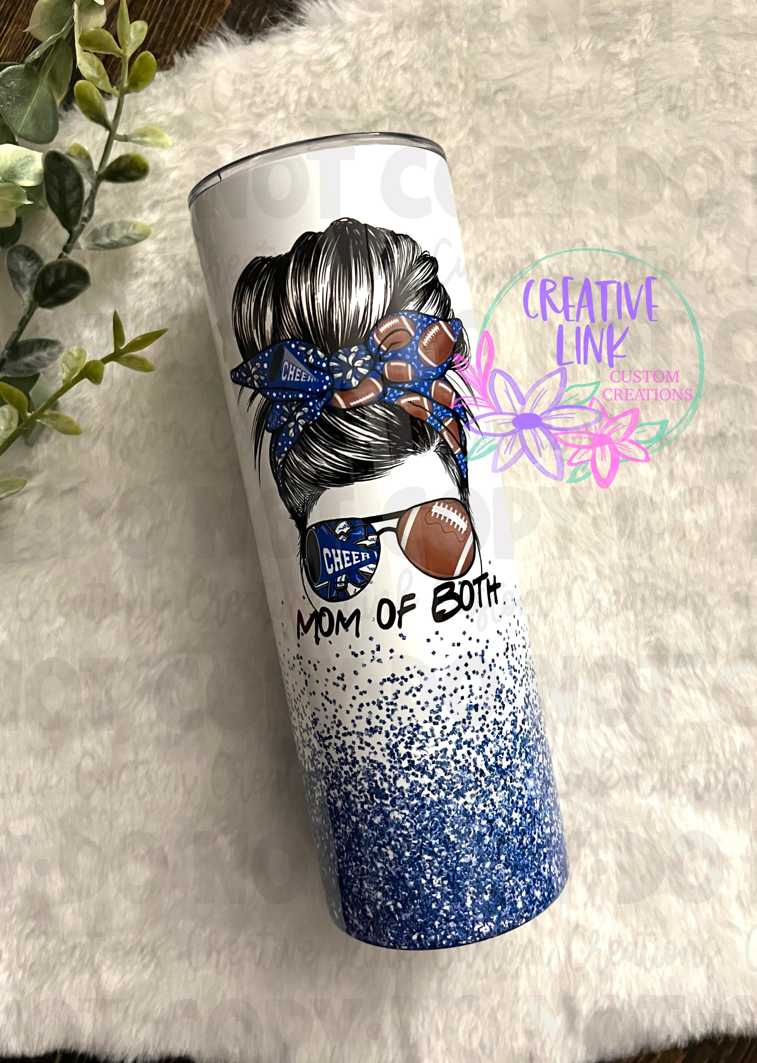 Custom Football Mom Glitter Tumbler Cup