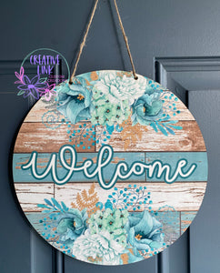 Teal Floral Welcome Sign