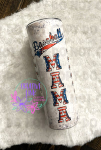 Red, White and Blue Baseball Mama Skinny Tumbler