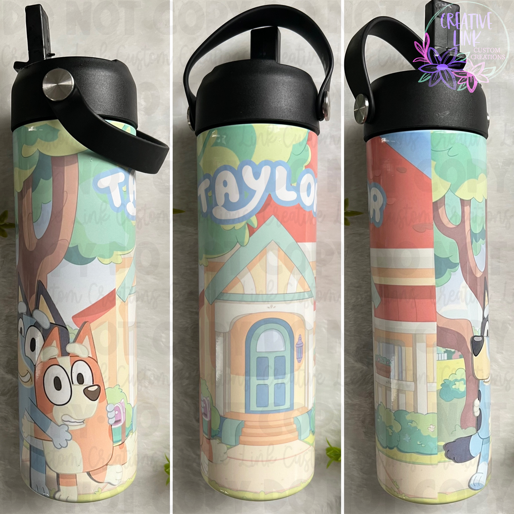 Personalized Blue Dog Water Bottle