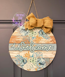 Teal Floral Welcome Sign