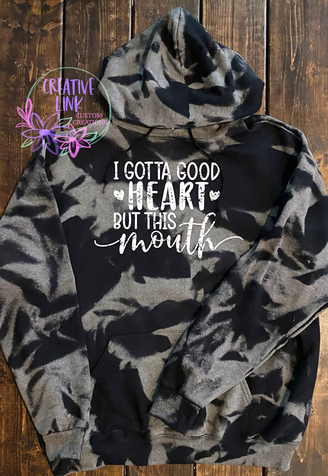 Good Heart But This Mouth Distressed Hoodie