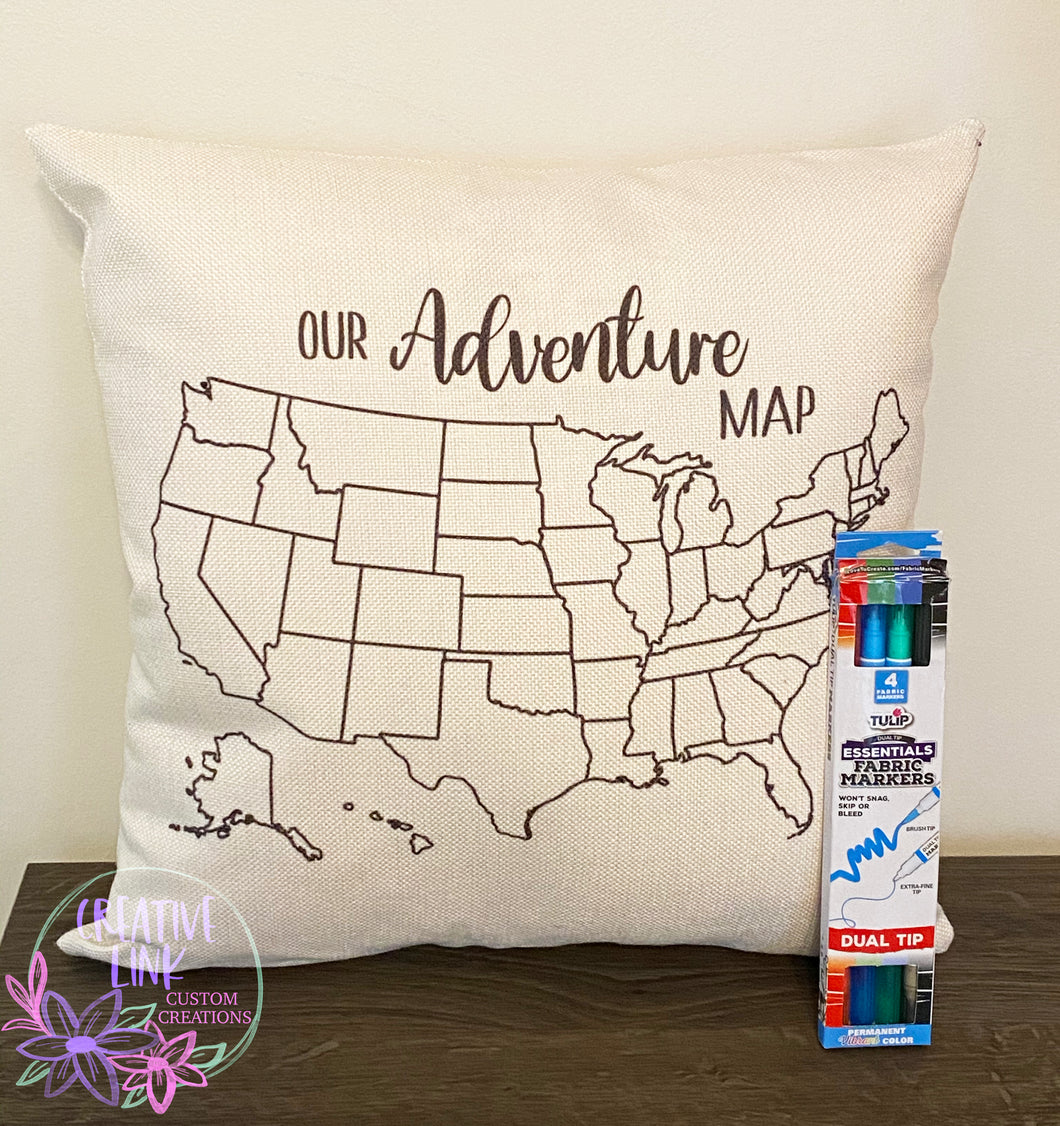 Adventure Map Pillow