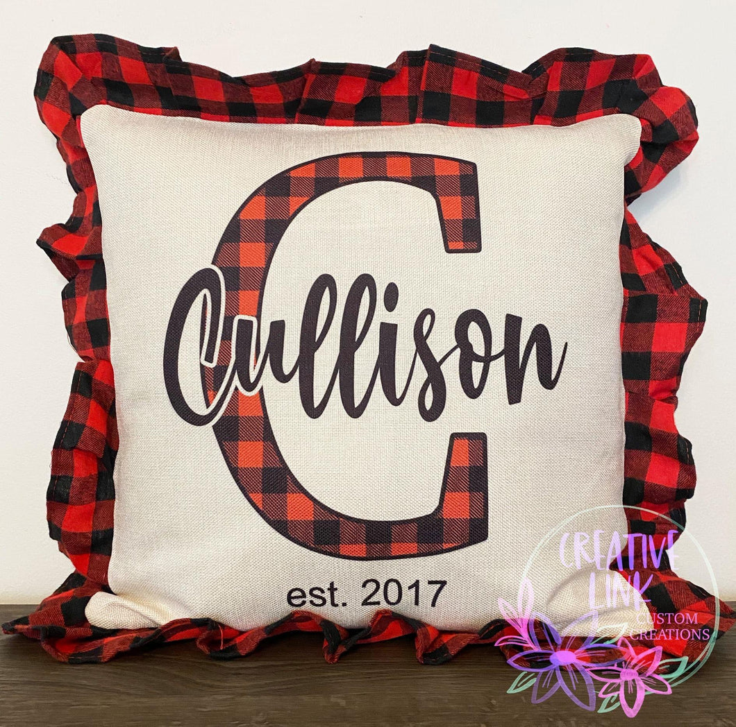 Personalized Buffalo Plaid Pillow