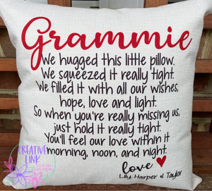 Missing us "Grandma" pillow