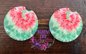 Watermelon Tie Dye Car Coasters