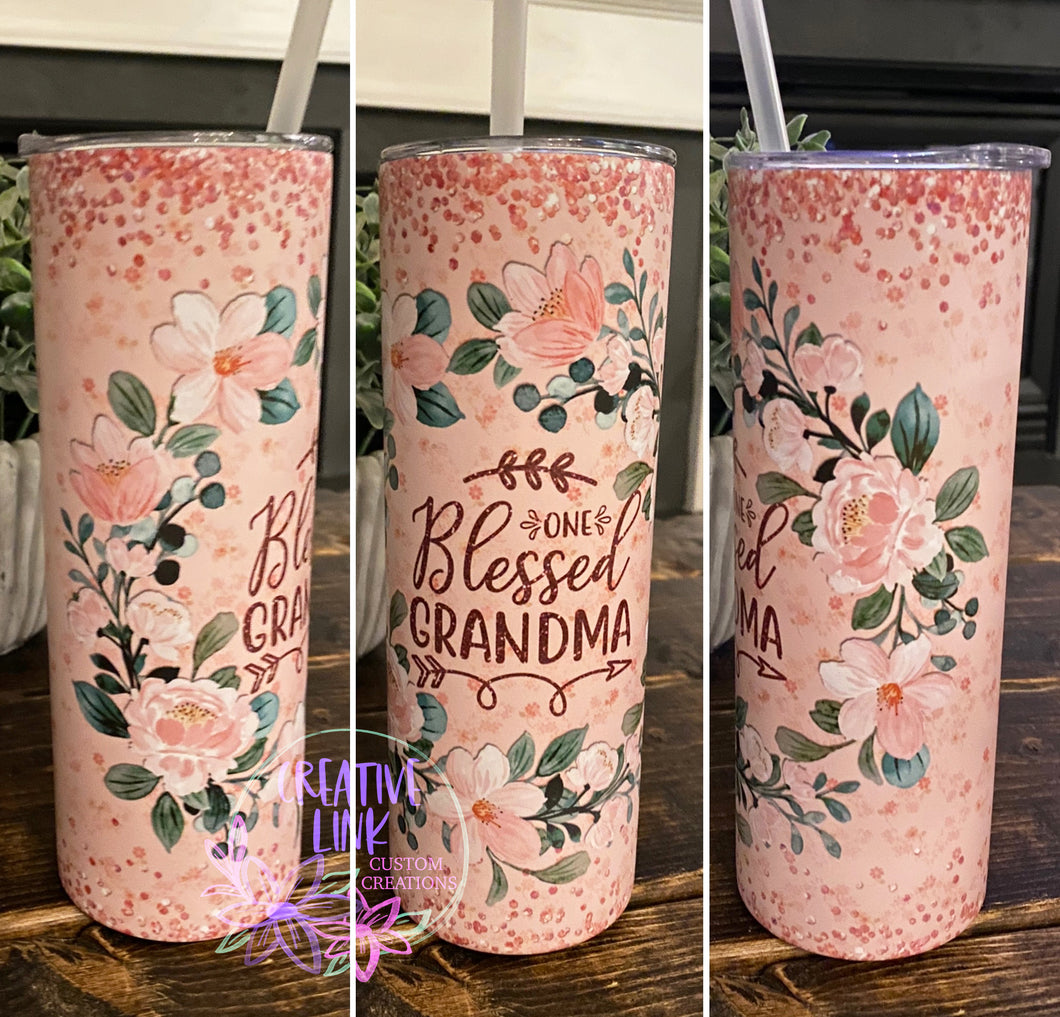 One Blessed Grandma Glitter Effect Tumbler